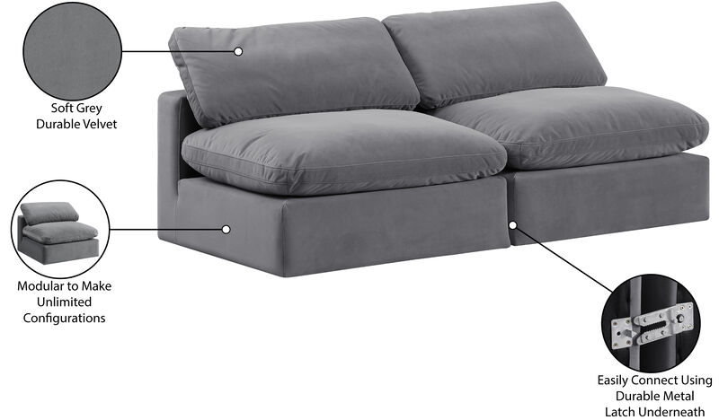 Meridian Furniture Comfy Grey Velvet Modular Sofa