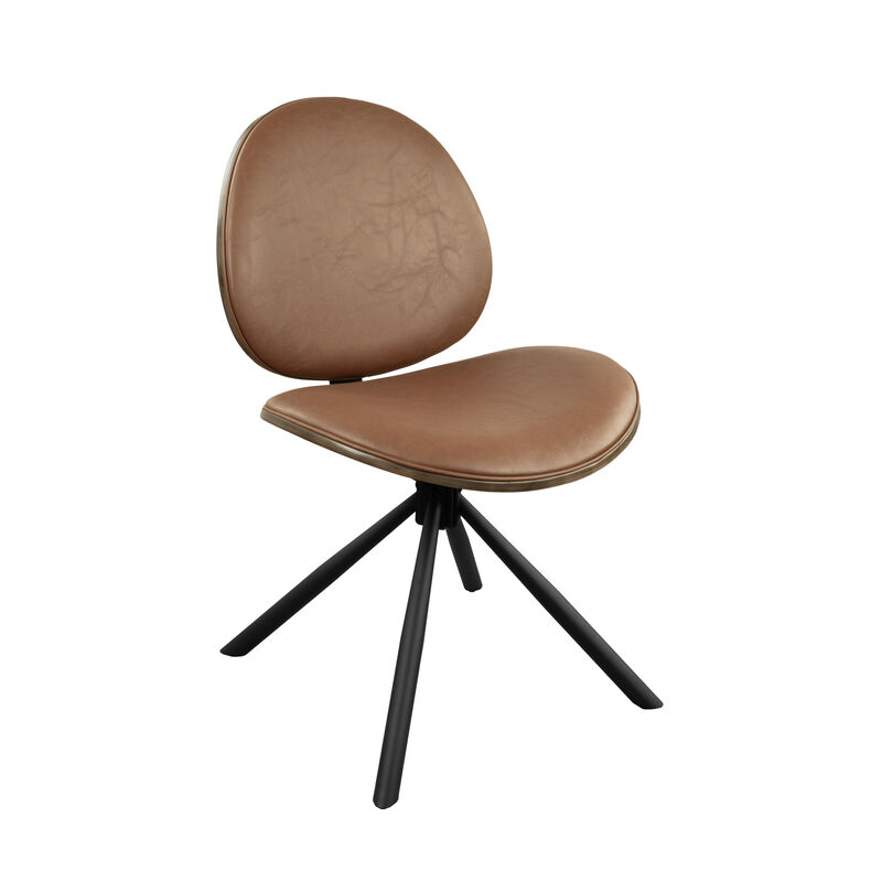 HomeRoots Brown and Black Faux Leather And Metal Dining Side Chair