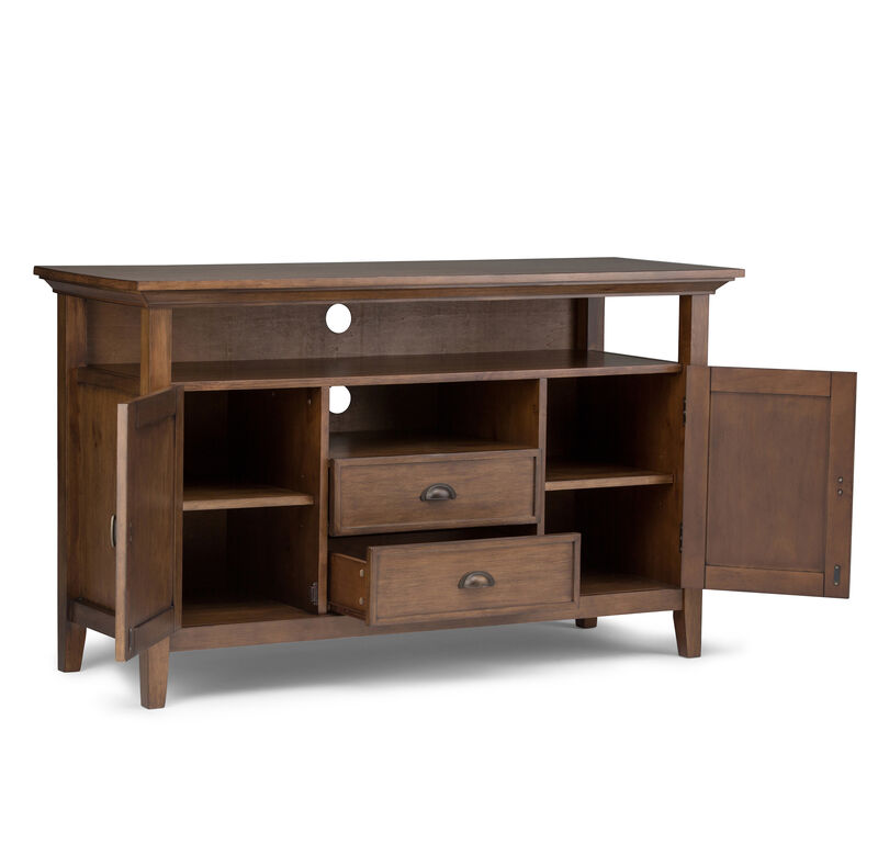 Redmond SOLID WOOD 54 inch Wide Transitional TV Media Stand in Rustic Natural Aged Brown For TVs up to 60 inches