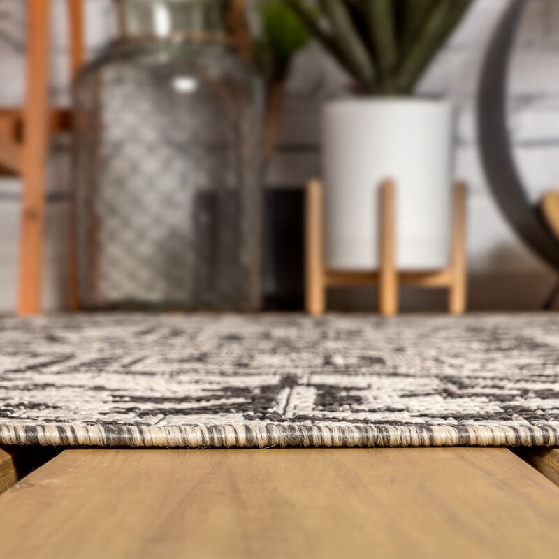 Estrella Bohemian Medallion Textured Weave Round Indoor/Outdoor Area Rug