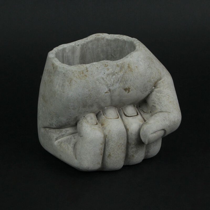 7 Inch Diameter Fist Bump Hand Concrete Plant Pot Planter Candle Holder image number 3
