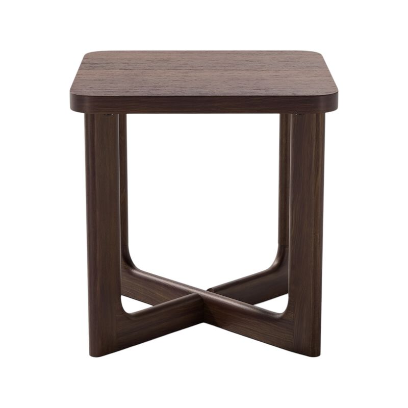 Hivvago 24 Inch Brown Solid Wood Square Cross Legs End Table