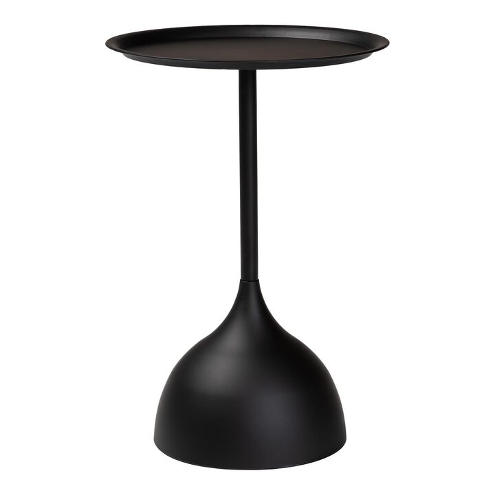 Baxton Studio Webb Black Metal Pedestal Side Table &ndash; Modern Accent Table with Round Tray Top for Indoor or Semi-Outdoor Use