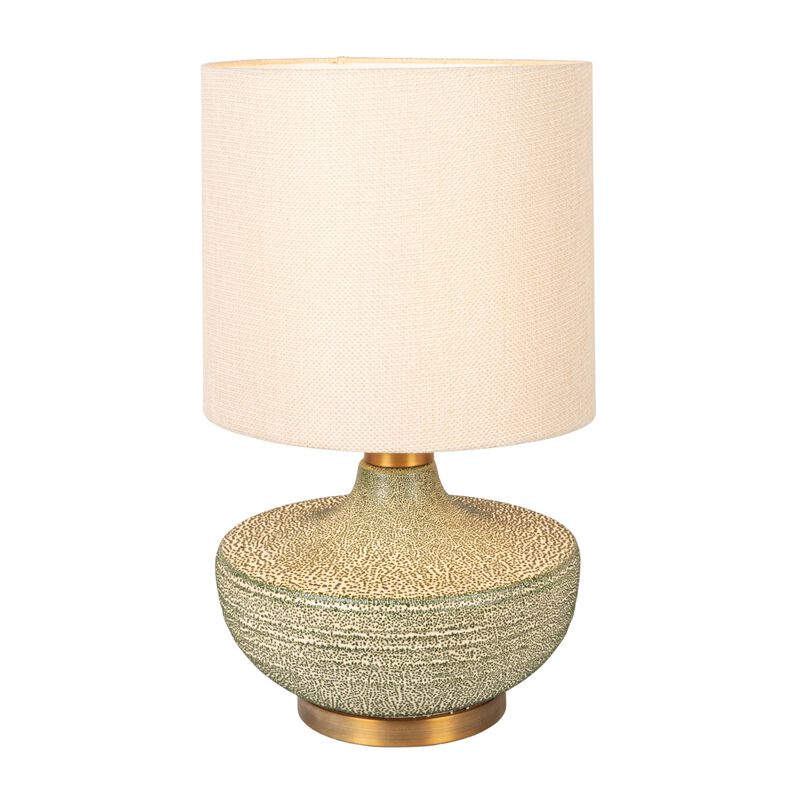Textured Stoneware Table Lamp with Gold Base image number 4
