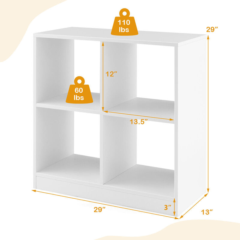 4-Cube Kids Bookcase with Open Shelves