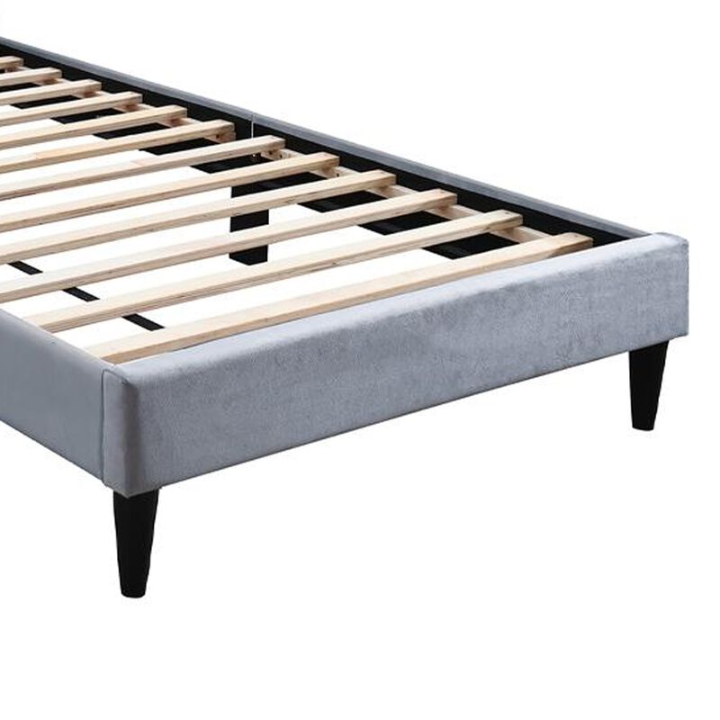 Lilian Bed, Tufted Velvet Upholstery, Chevron Stitch - Benzara