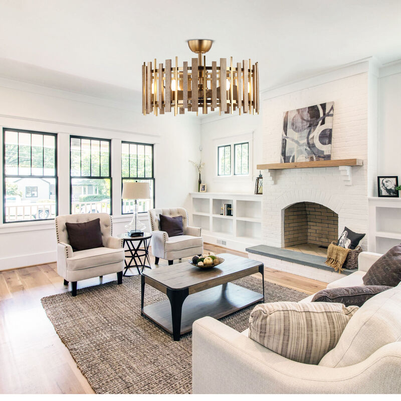 31 in. Brass Caged Fence Ceiling Fan with Light and Remote