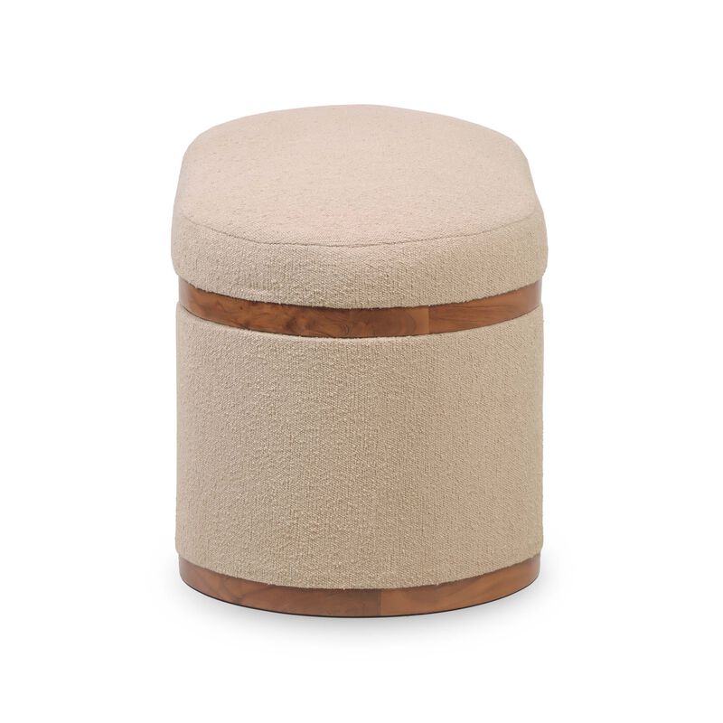 Olivier Peach Boucle Oval Storage Ottoman