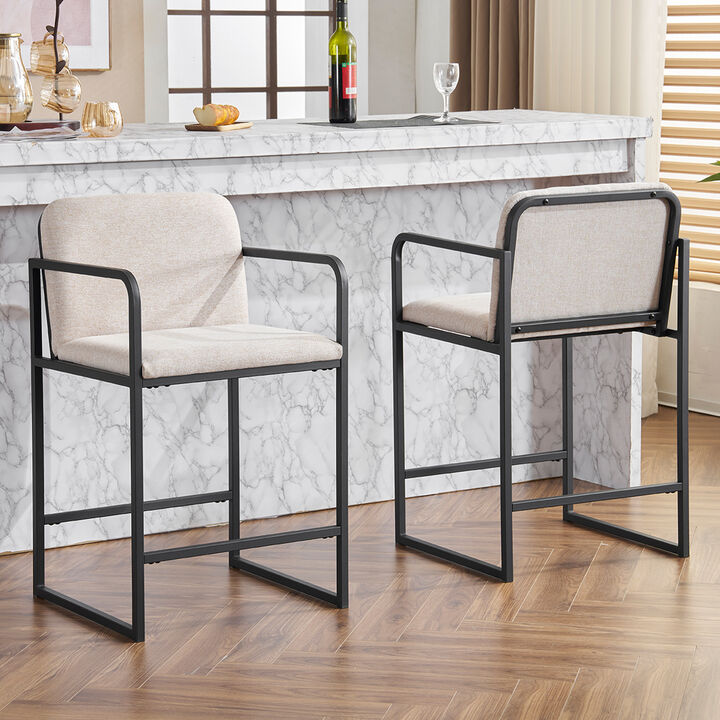 Merax Modern Upholstered Counter Height Bar Stool Set of 2
