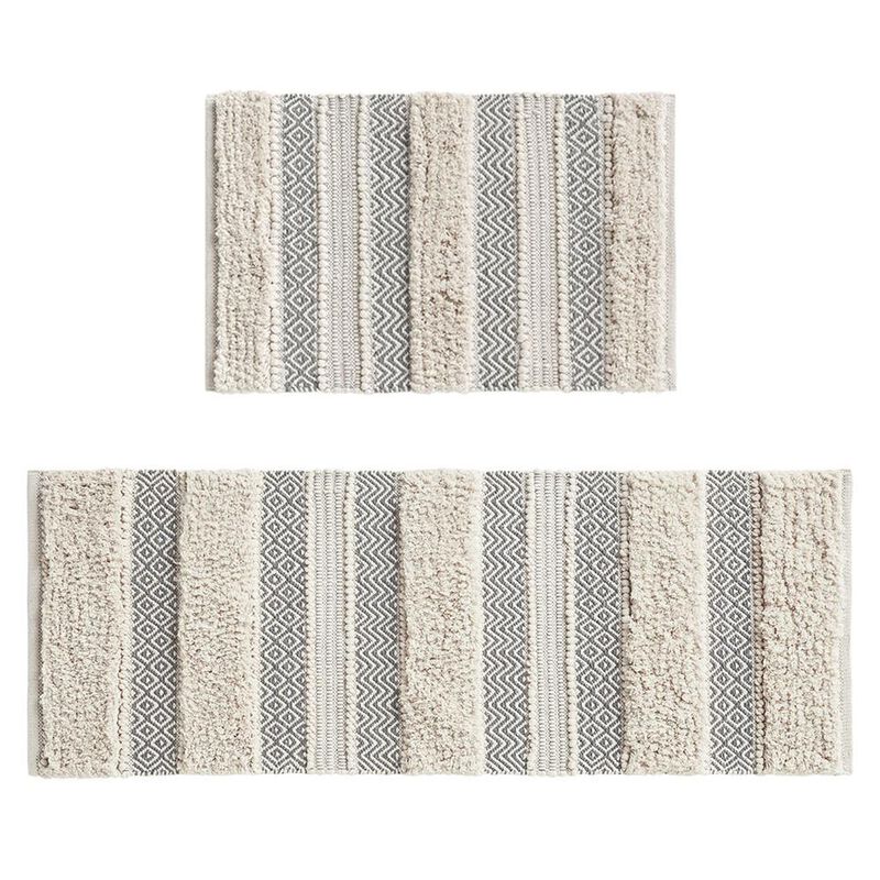 INK+IVY Woven Texture Stripe Bath Rug