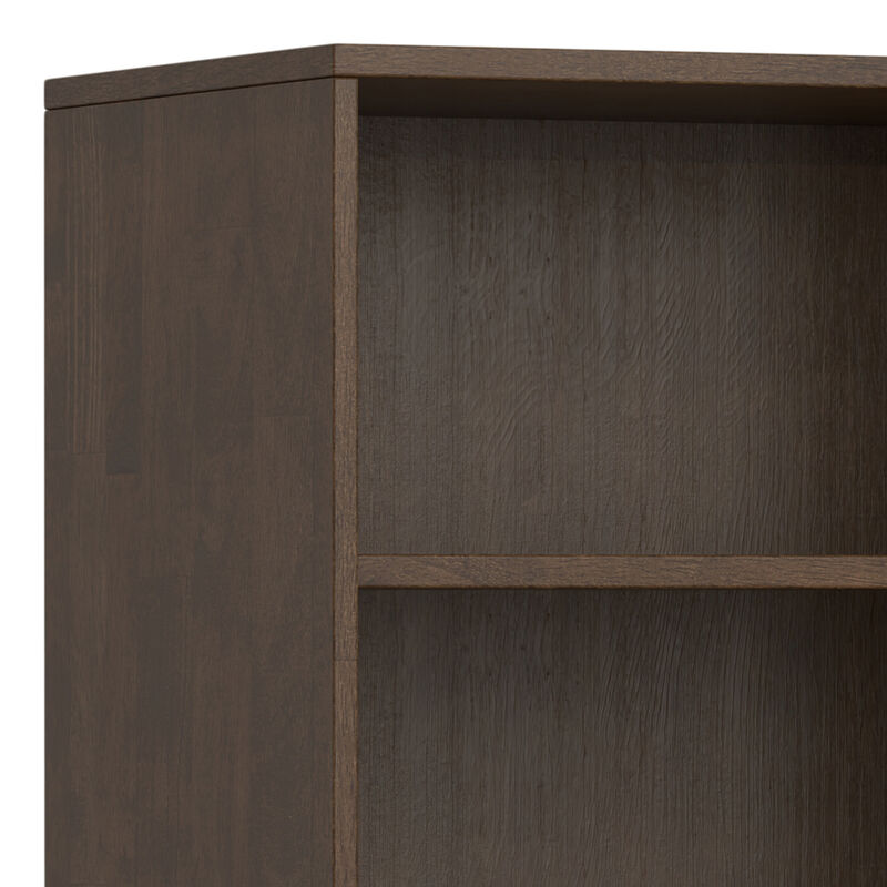 Harper SOLID HARDWOOD 66 inch x 24 inch Mid Century Modern 5 Shelf Bookcase in Walnut Brown