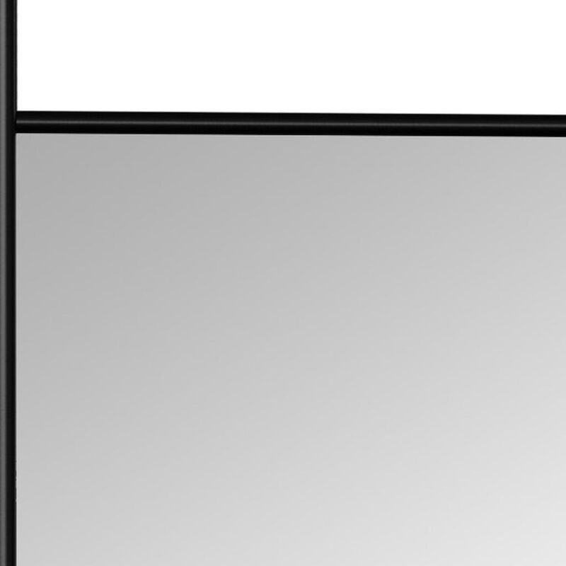 HomeRoots 71" Black Wood Leaning Ladder Framed Full Length Mirror image number 2