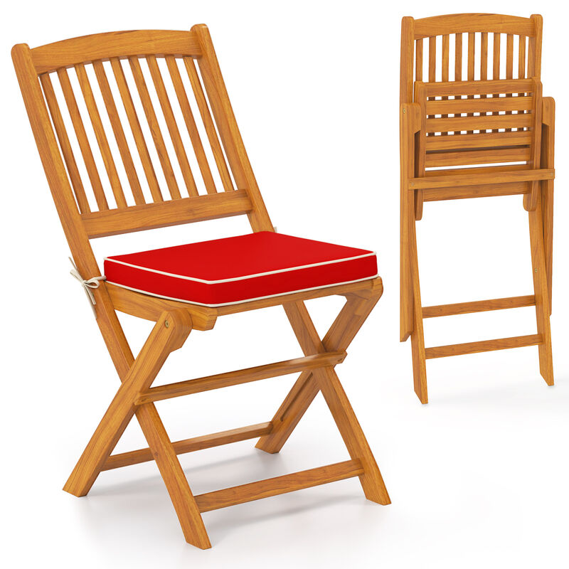 Outdoor Folding Chairs with Seat Cushions Set of 2