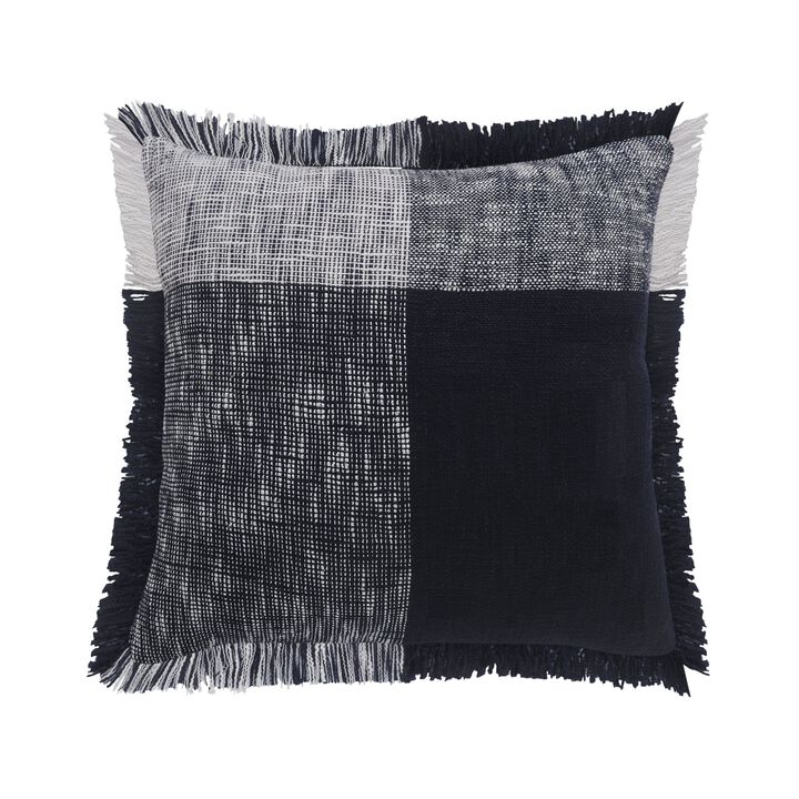 20" Blue and White Plaid Square Throw Pillow