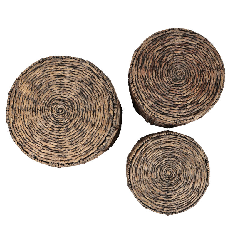 Zaria Coastal Bohemian Handwoven Water Hyacinth Nesting Round Accent Table (Set of 3) image number 6