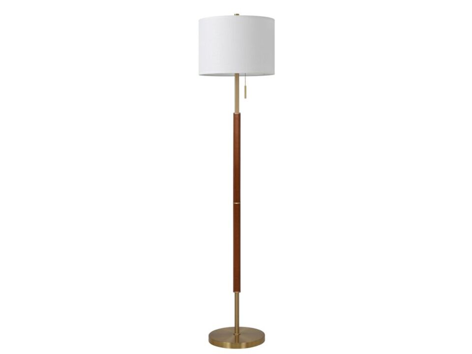 Walnut Gold Floor Lamp 62 Inch Dimmable Mid Century Standing Light LED Bulb