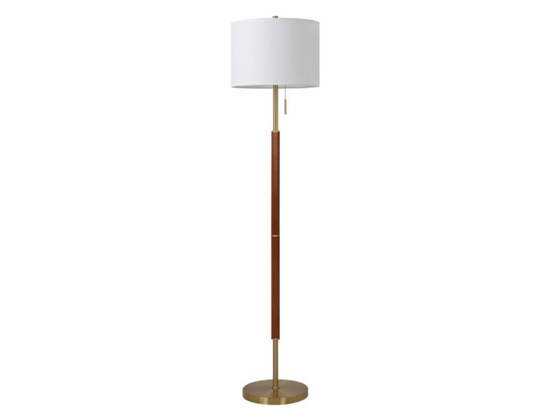 Walnut Gold Floor Lamp 62 Inch Dimmable Mid Century Standing Light LED Bulb image number 0