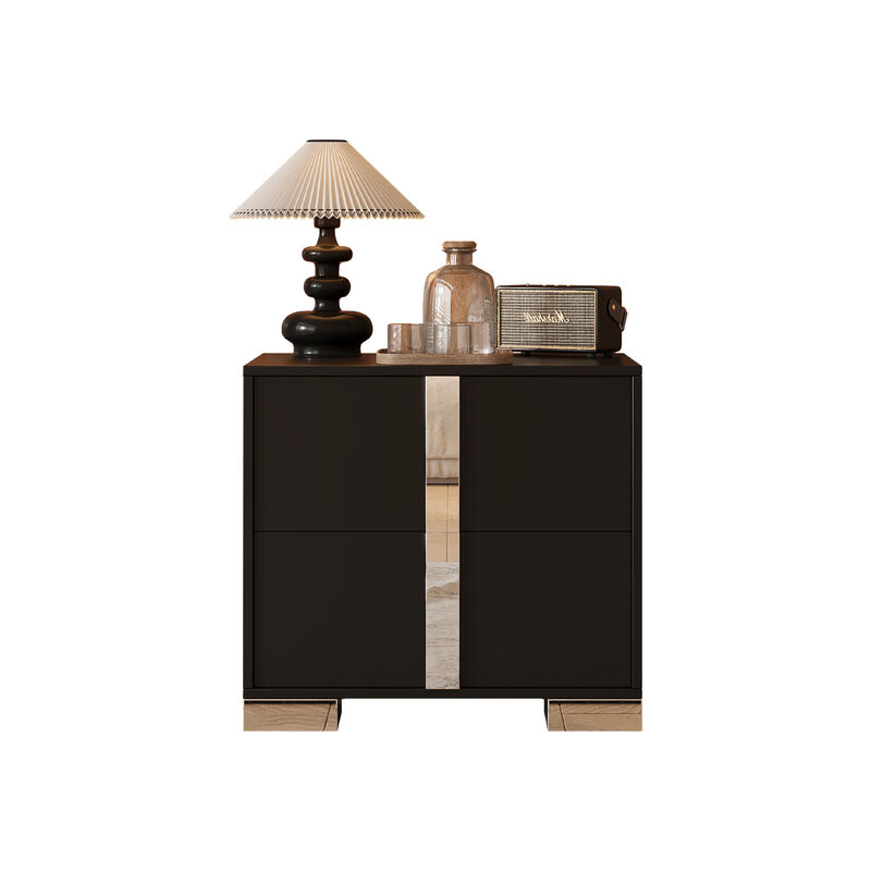 2-Drawer Mirrored Nightstand Bedside Table image number 0