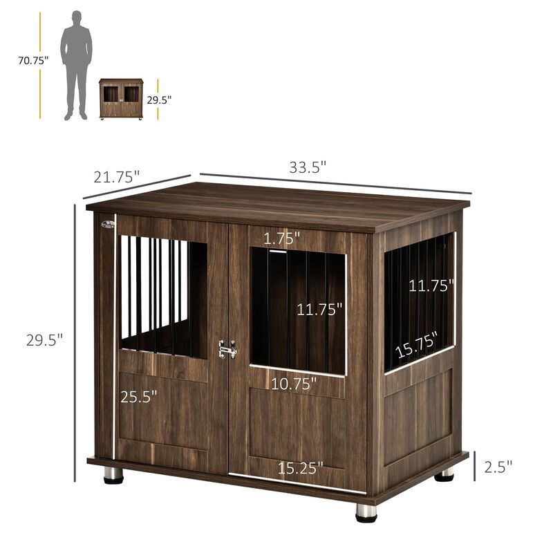 Brown Decorative Kennel: Wooden End Table Dog Crate for Small Pets