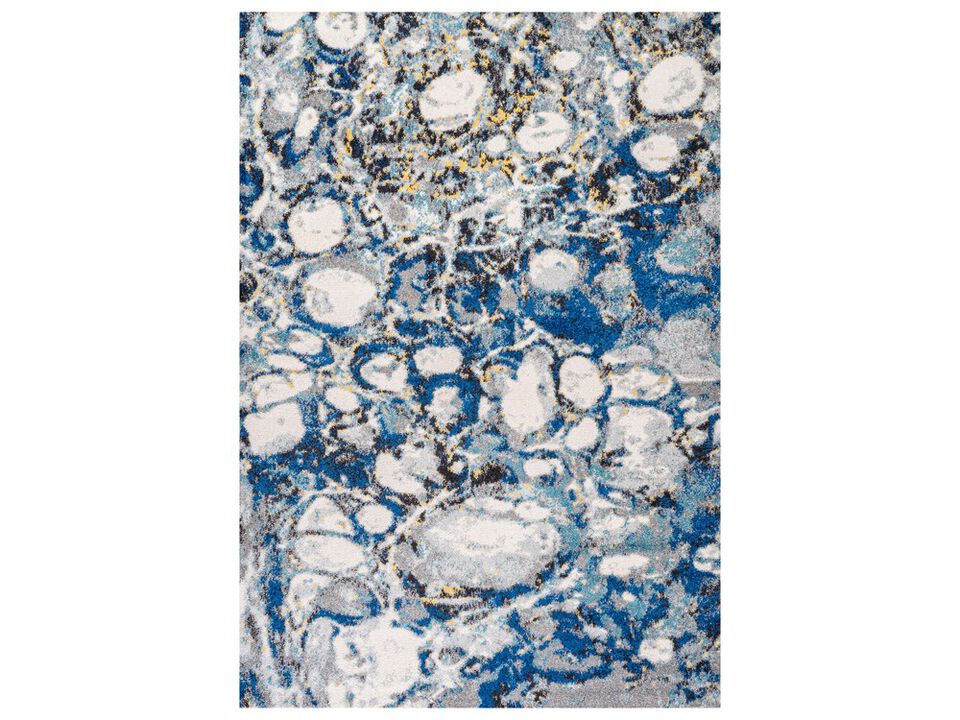 Pebble Marbled Abstract Blue/Beige 5 ft. x 8 ft. Area Rug