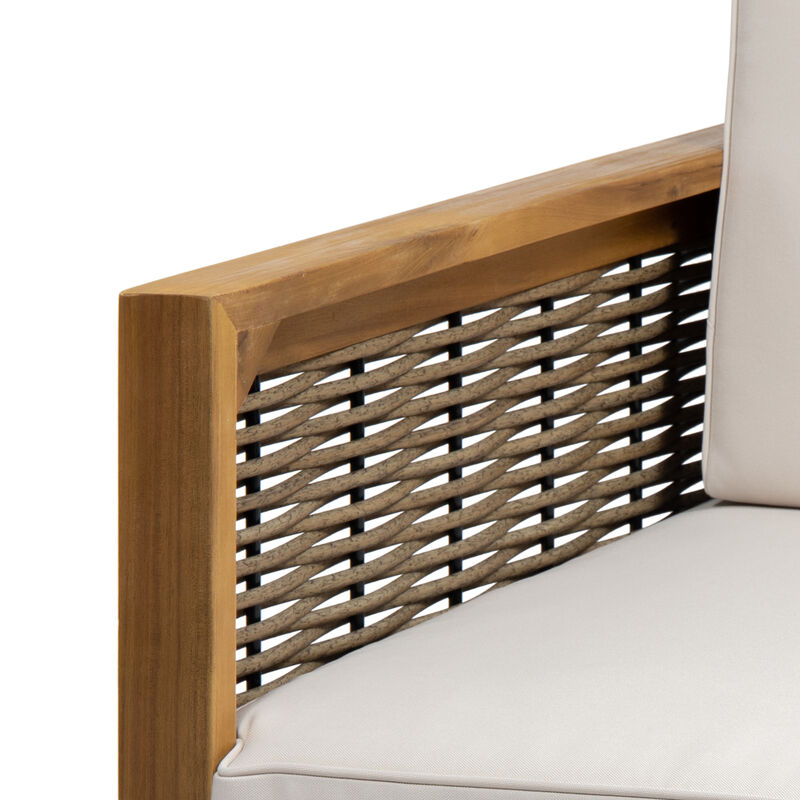 Merax  Outdoor Acacia Wood Club Chair with Wicker Accents Set of 2