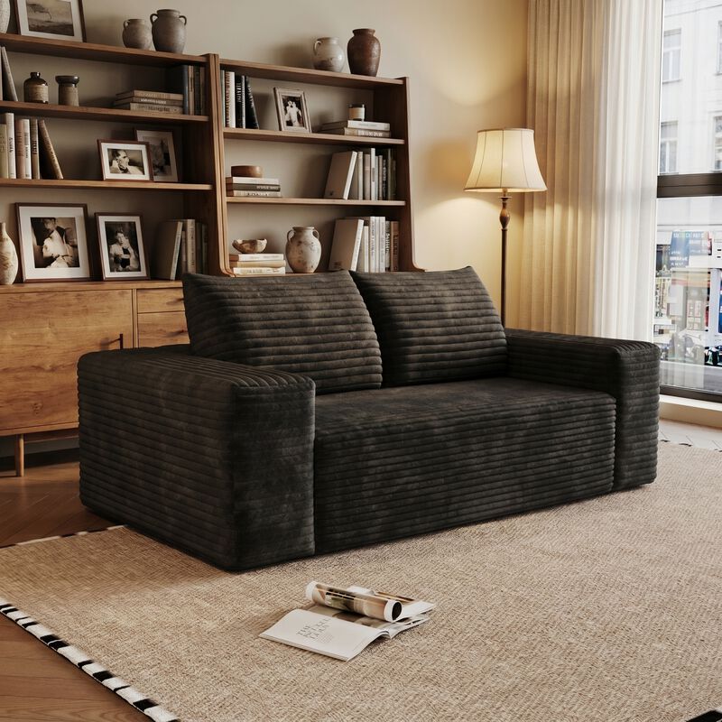 Whisen 63" 2-Seat Modern Sofa, Cotton Deep Seat Loveseat for Living Room Bedroom, No Assembly Required image number 1