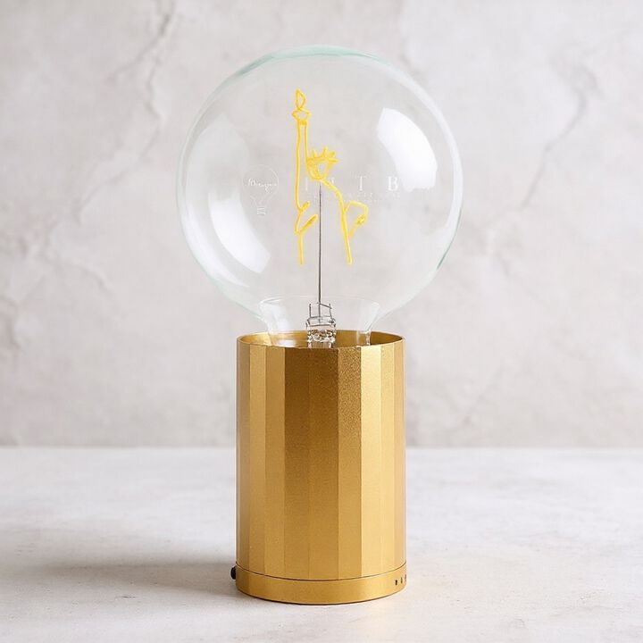Bulb STATUE OF LIBERTY  Amber with Base Table Lamp PORTABLE Rose Gold