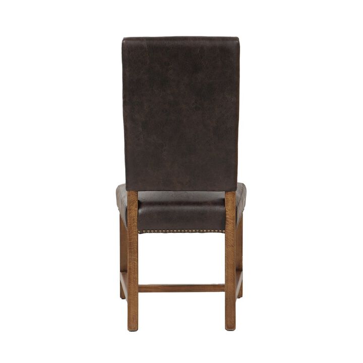 World Interiors Dani Dining Chair in Dark Brown Leather with Earth Legs