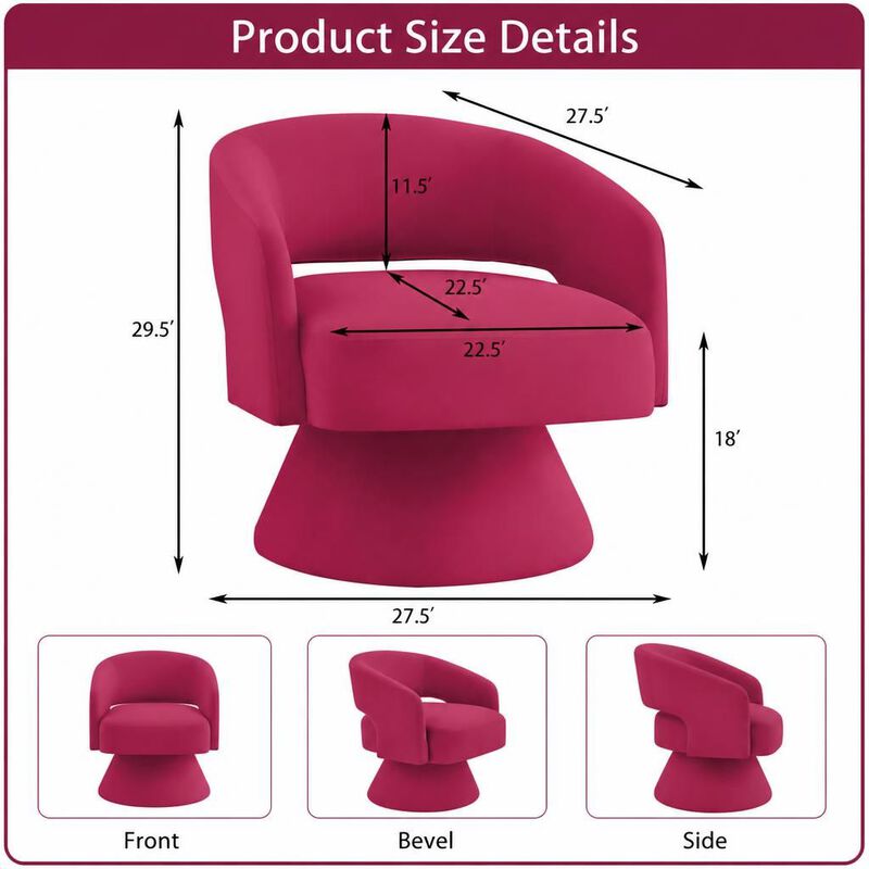 GOODSILO 360 Degree Swivel Upholstered Velvet Barrel Accent Armchair, Comfortable Seating for Living Room Bedroom Home Office image number 1