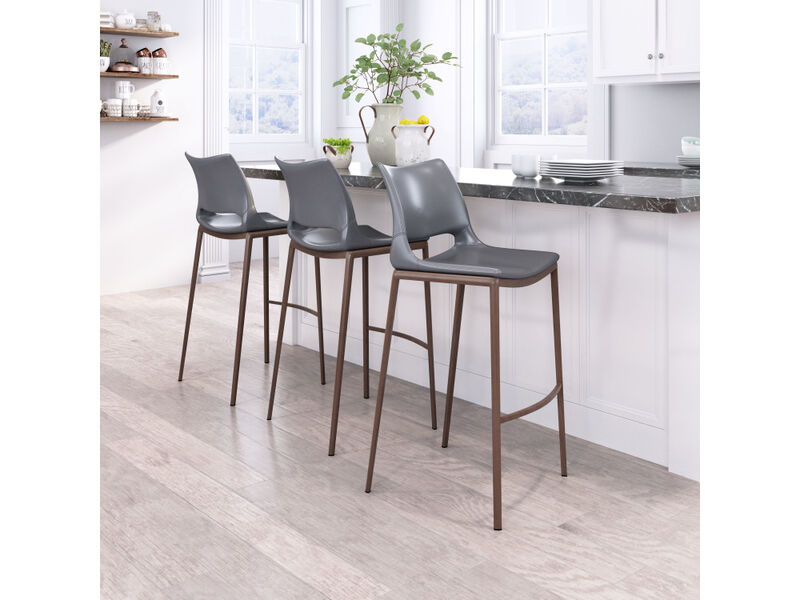 Ace Barstool (Set of 2) Dark Gray & Walnut