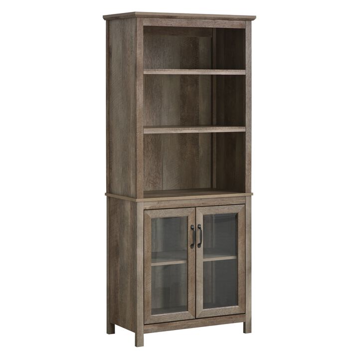 Black Kitchen Tower: 71" Storage Cabinet with Glass Doors and Shelves