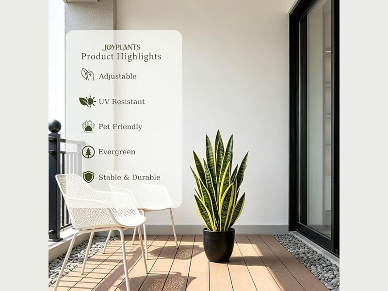 Yellow Artificial Outdoor Plants Home Decor Snake Plant 27 image number 1