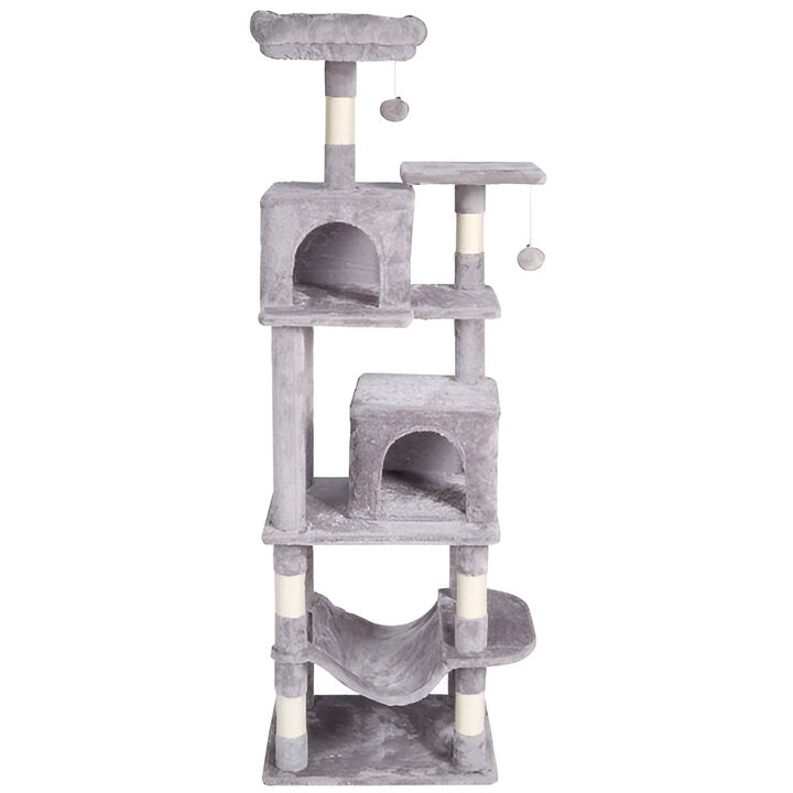 Cat Tower with 2 Condos and Sisal Scratching Posts, Multi-Level Tree for Indoor Cats