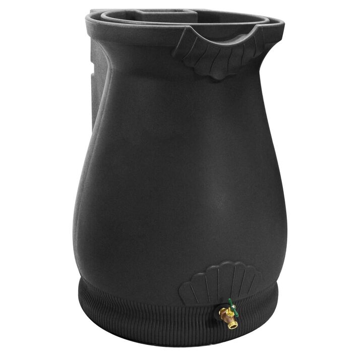 Weather-Resistant Plastic Urn Rain Barrel with Integrated Planter &ndash; 65 Gallons