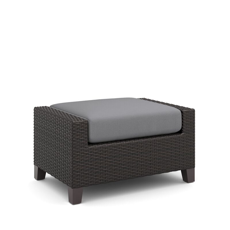 Kyl Outdoor Ottoman Set of 2, 29 Inch Gray Cushioned Top w Woven Frame - Benzara
