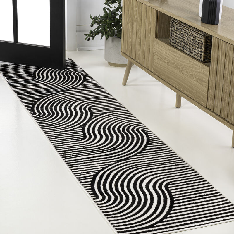 Hallie High-Low Minimalist Curve Geometric Indoor/Outdoor Area Rug