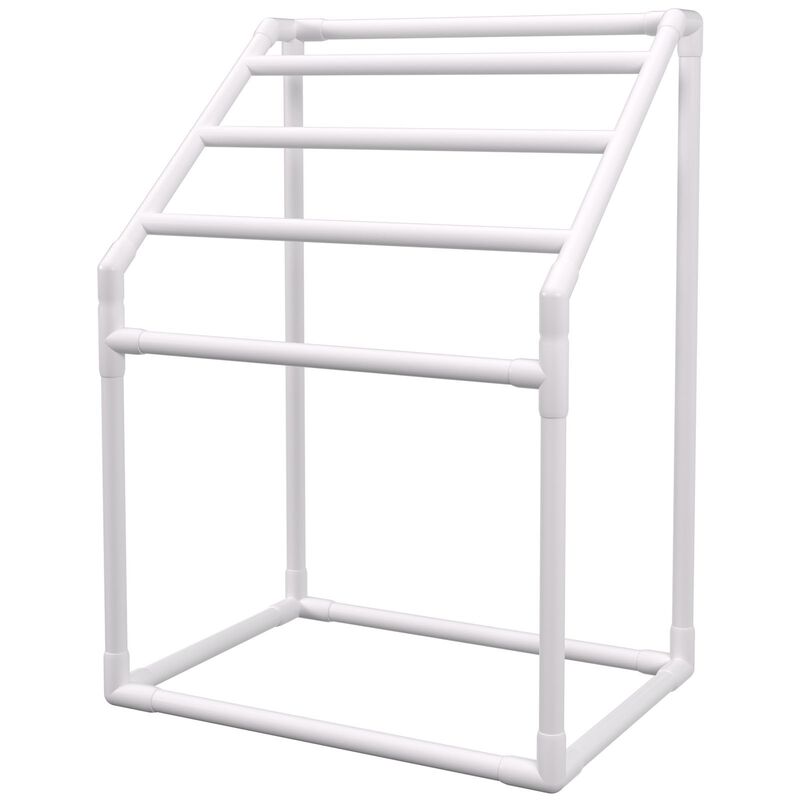Outdoor PVC Towel Holder Stand with 5 Drying Bars, Clips, Hook & Bag for Pool and Bathroom-White image number 0