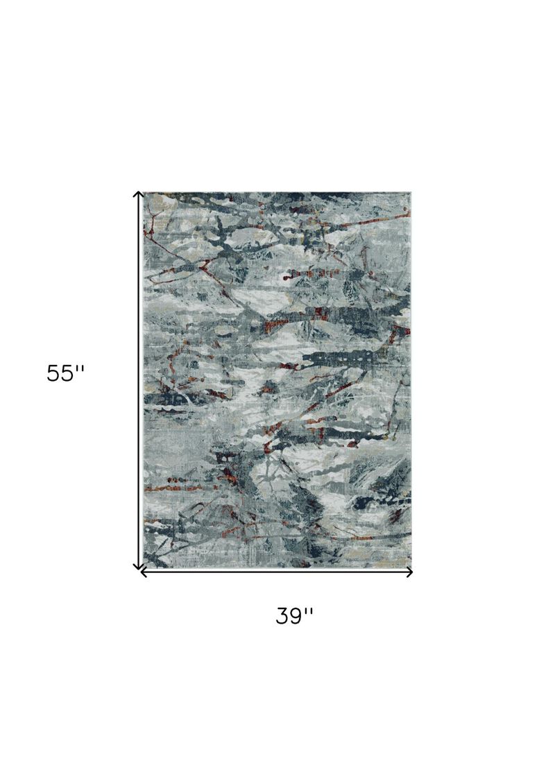 HomeRoots 3' X 5' Gray Abstract Area Rug image number 2