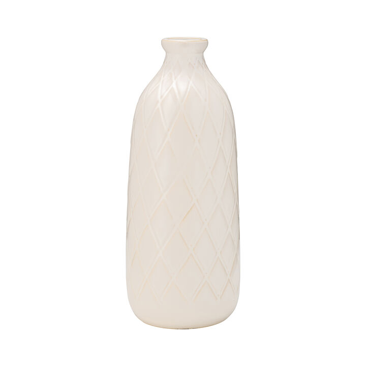 Cer, 16" Plaid Textured Vase