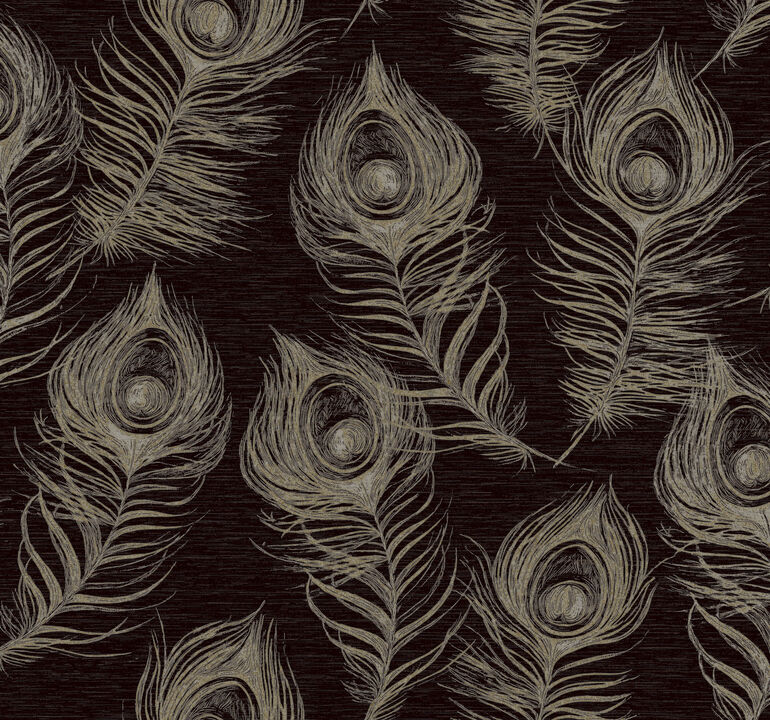 Regal Peacock Black Wallpaper
