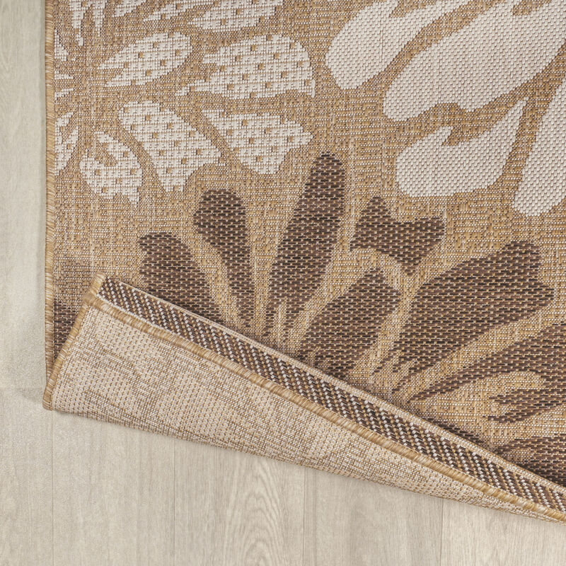 Zinnia Modern Floral Textured Weave Square Indoor/Outdoor Area Rug