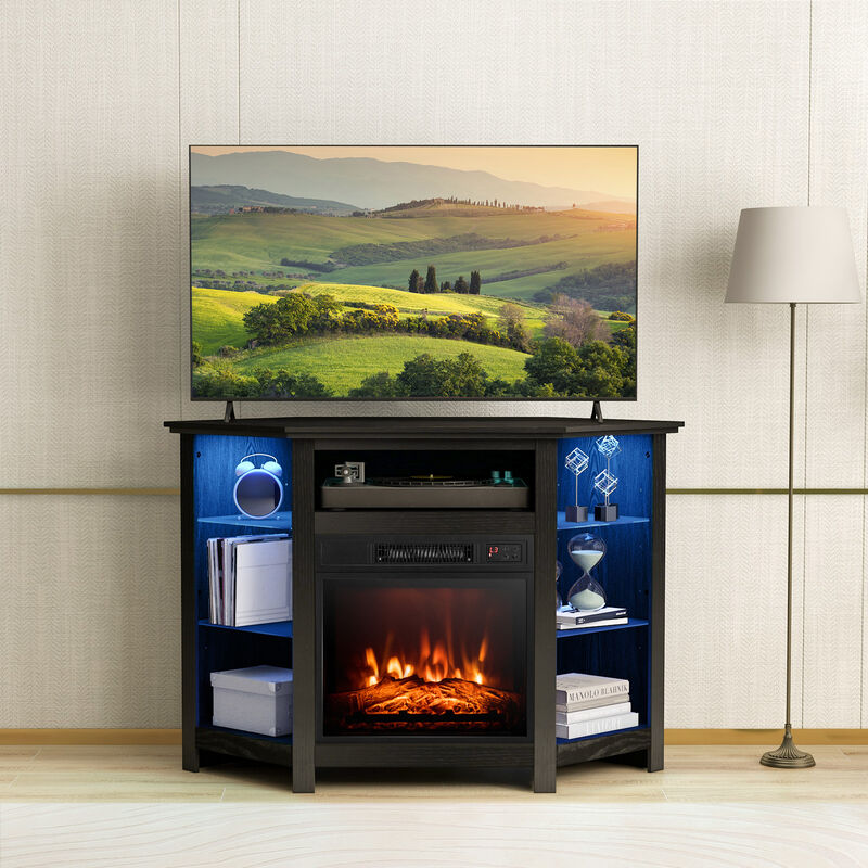 Modern TV Stand with LED Lights &ndash; Entertainment Center for Living Room Storage image number 1
