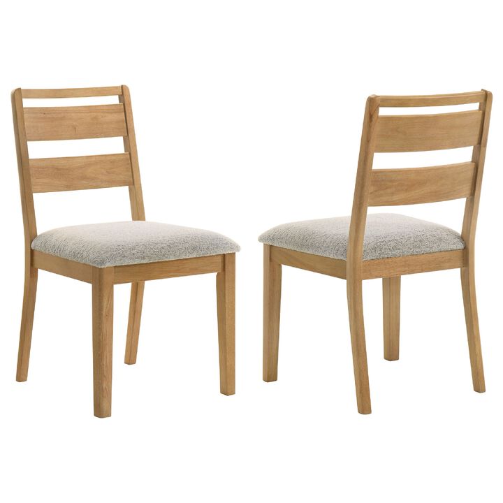 Brion Ladderback Dining Chair, Set of 2, Boucle Fabric, Wash Oak Wood
