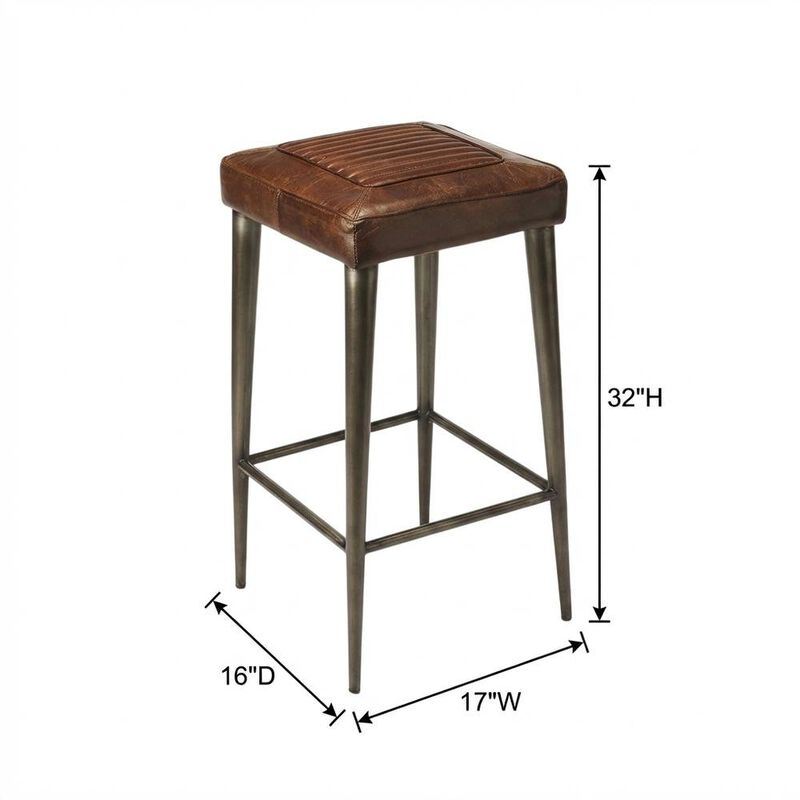Starlight Canyon Home Backless Bar Stool with Leather Seat, Industrial Counter Stool for Kitchen image number 3