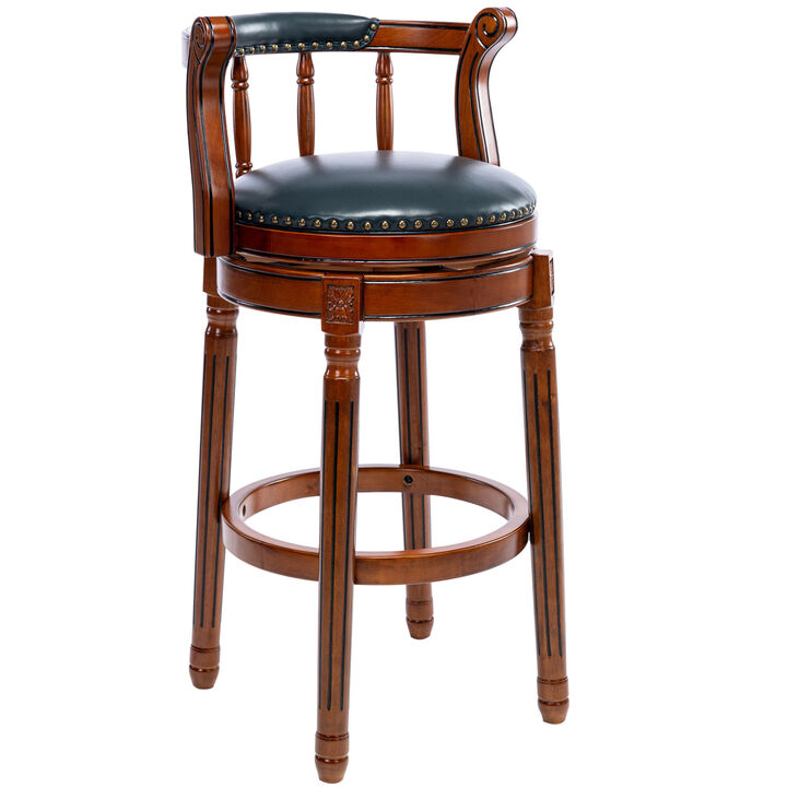 Streamdale Furniture Bar Stools Seat Height 29.5'' Leather Wooden Bar Stools(Dark Blue 1pc)