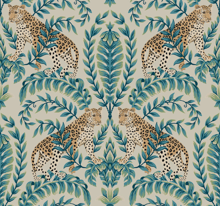 Jungle Leopard Taupe Wallpaper
