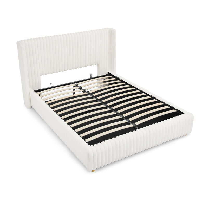 Trible Vertical Striped Upholstered Bed Frame image number 8