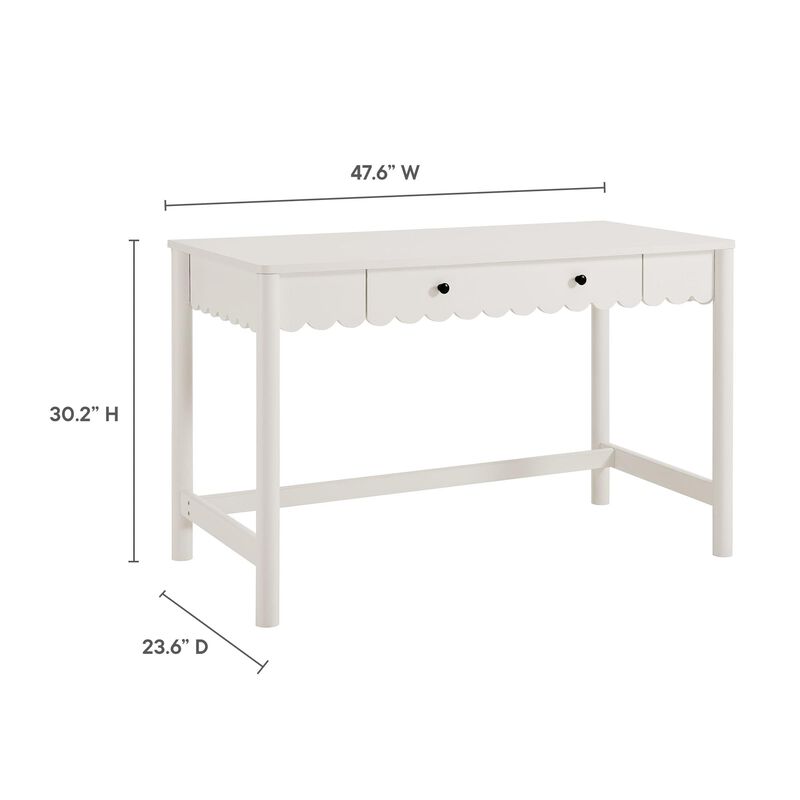 Modway Emmeline Scallop Desk in White image number 2
