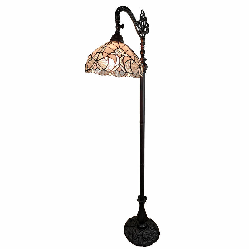 Hivvago 62" Brown And White Floor Lamp With White Glass Bowl Shade