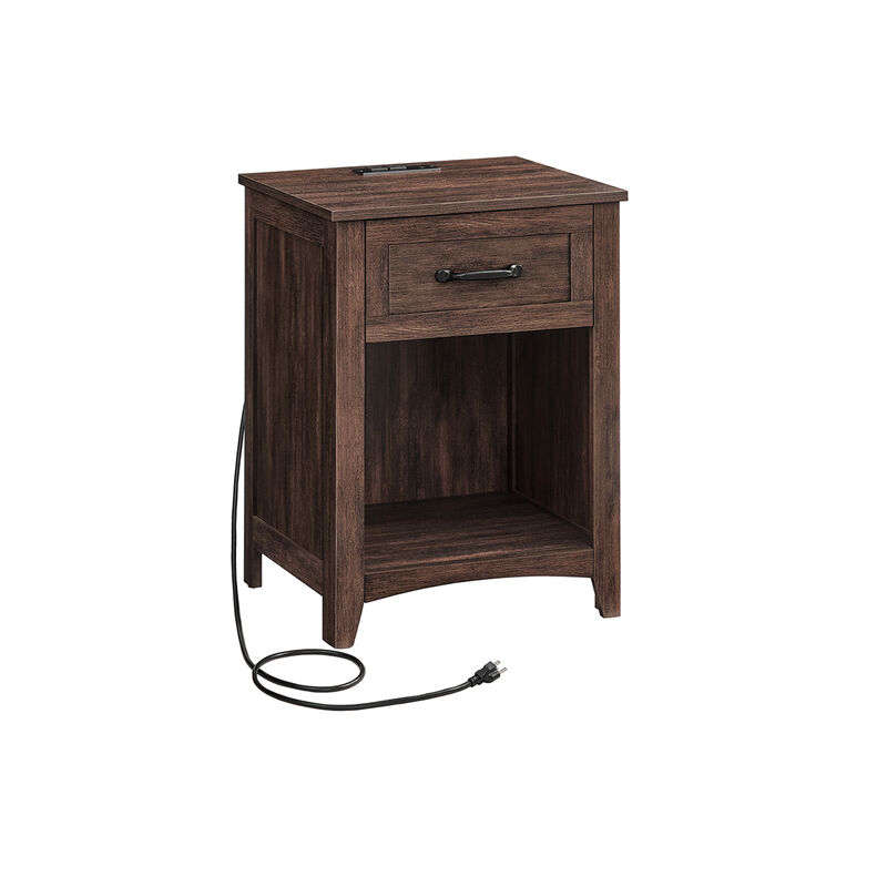 Nightstand with Charging Station and Open Compartment for Convenient Storage image number 0